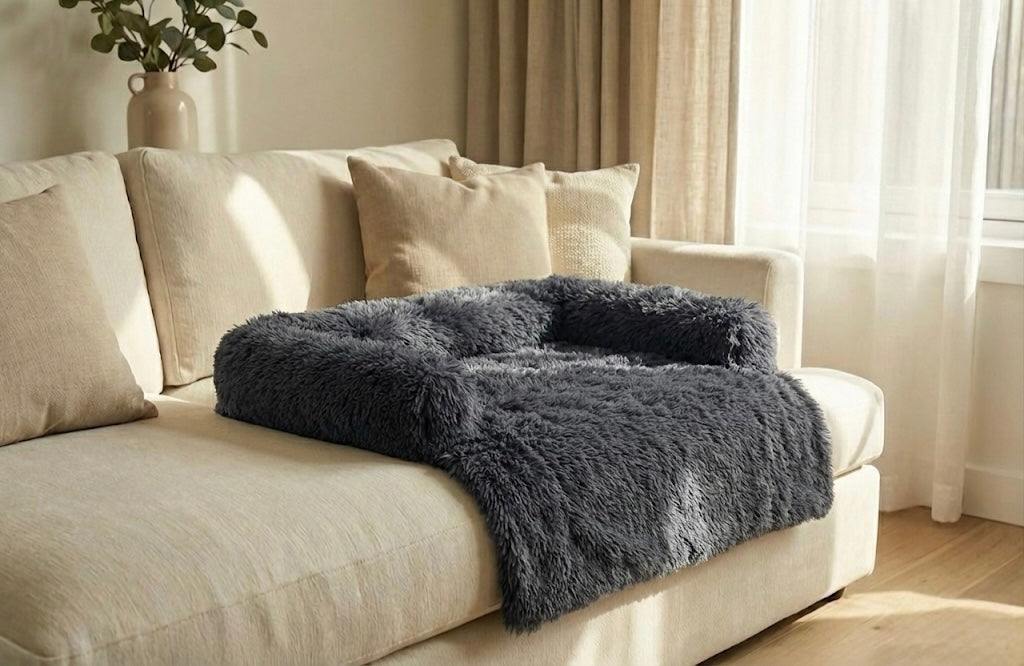Fluffy sofa bed zwart