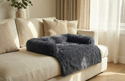 Fluffy sofa bed zwart